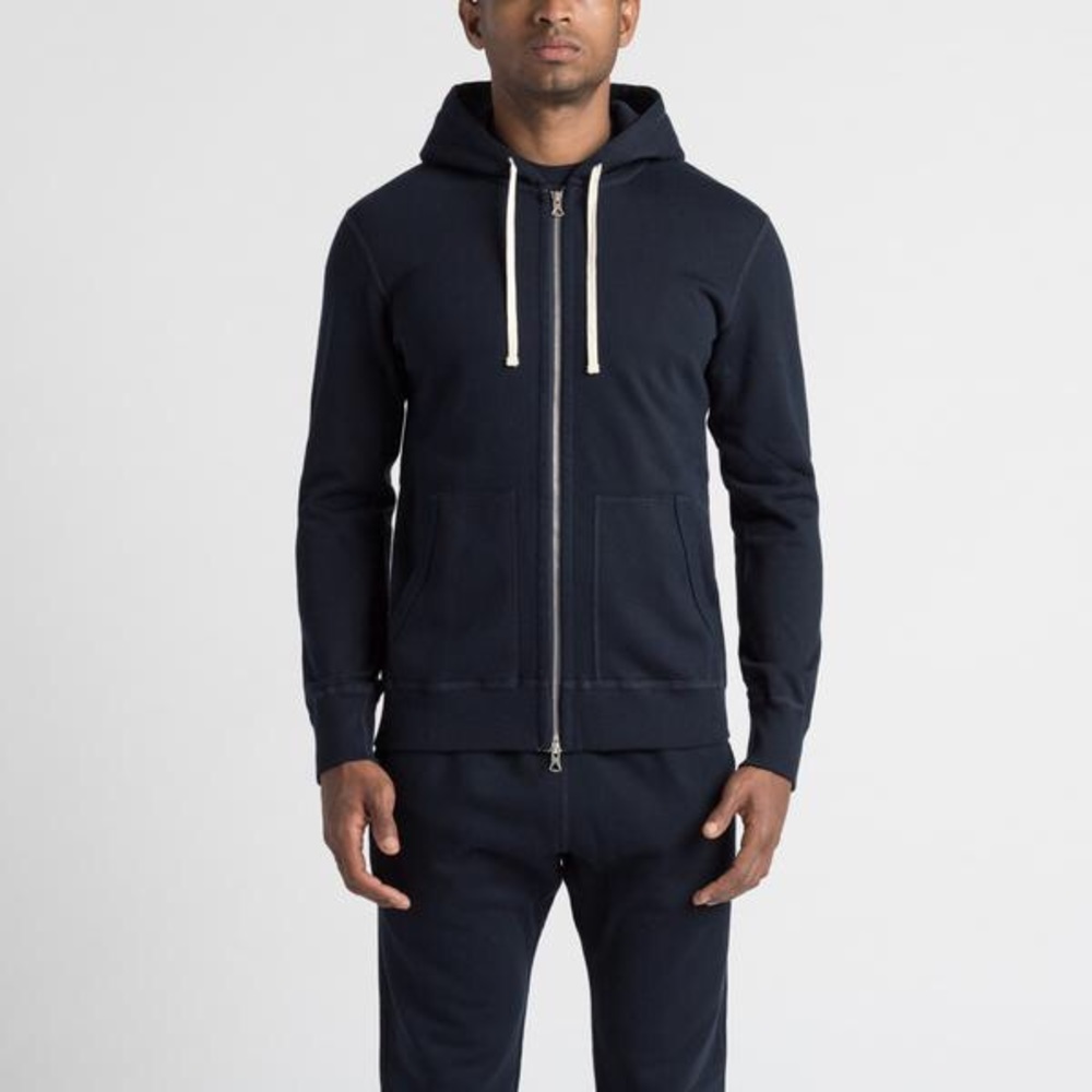 Reigning Champ navy blue zip up hoodie